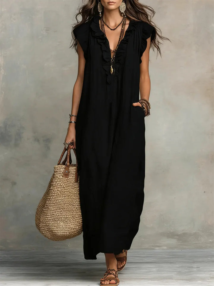 Camelia | Long Bohemian Linen and Cotton Dress