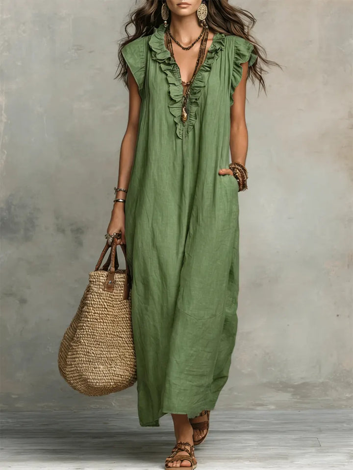 Camelia | Long Bohemian Linen and Cotton Dress