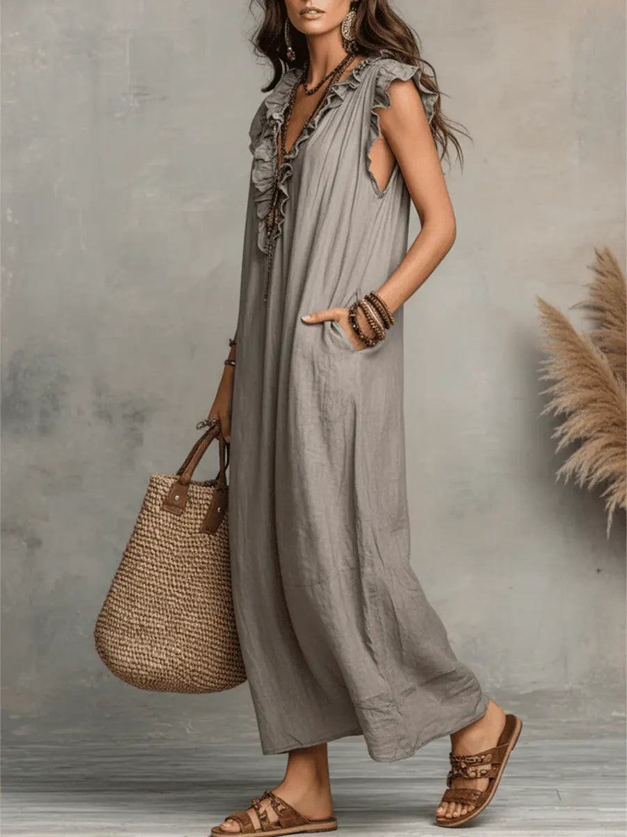 Camelia | Long Bohemian Linen and Cotton Dress