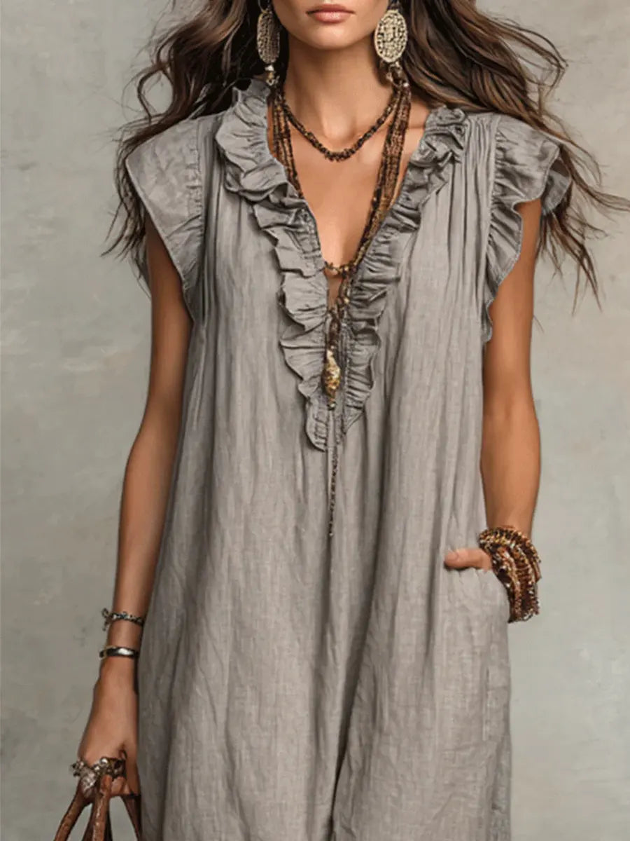 Camelia | Long Bohemian Linen and Cotton Dress