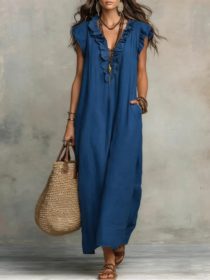Camelia | Long Bohemian Linen and Cotton Dress