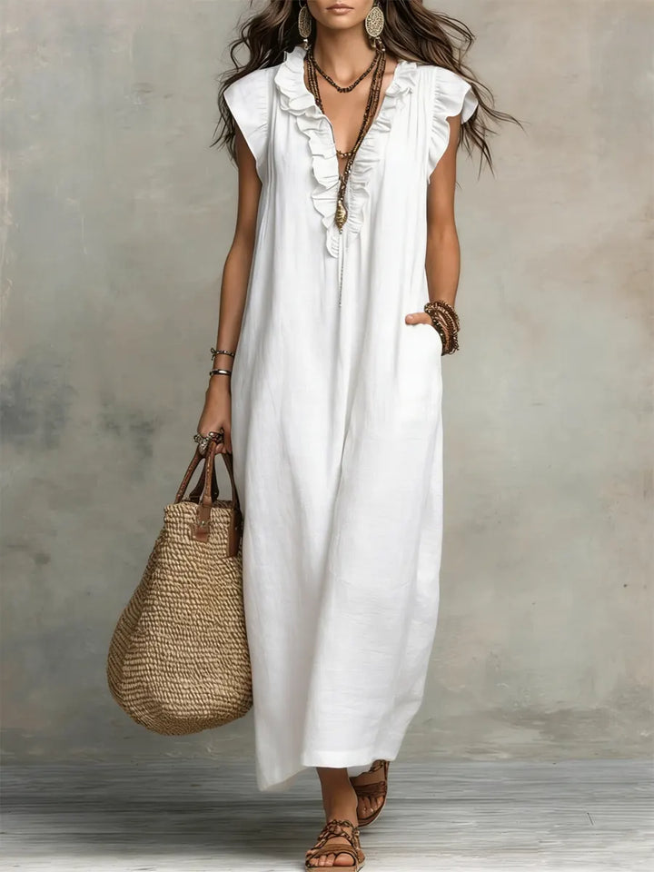 Camelia | Long Bohemian Linen and Cotton Dress