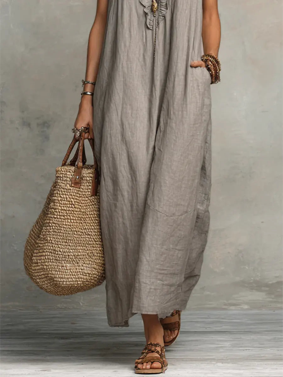 Camelia | Long Bohemian Linen and Cotton Dress