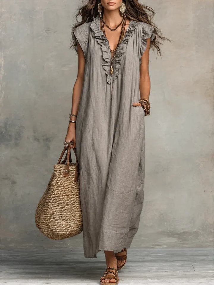 Camelia | Long Bohemian Linen and Cotton Dress